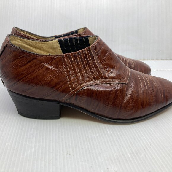 BOVI western cowboy brown  leather handmade womens dance shoes sz 39.5 - Picture 2 of 8